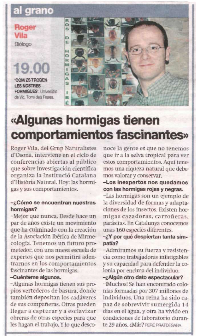 Roger Vila entrevistado por El Periódico